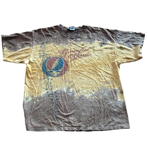 Liquid Blue Grateful Dead Tie-Dye T-Shirt Steal Your Face Logo Yellow Brown XL